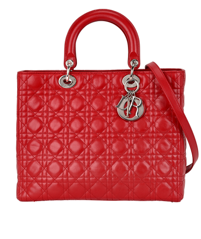 Large Lady Dior, &pound;2,300, Handbags, Red, Leather, Front view